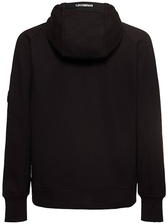 C.P. Company: Diagonal raised fleece zipped sweatshirt - Black - men_3 | Luisa Via Roma