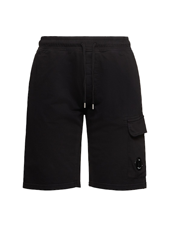 C.P. Company: Light fleece cargo lens shorts - Black - men_0 | Luisa Via Roma