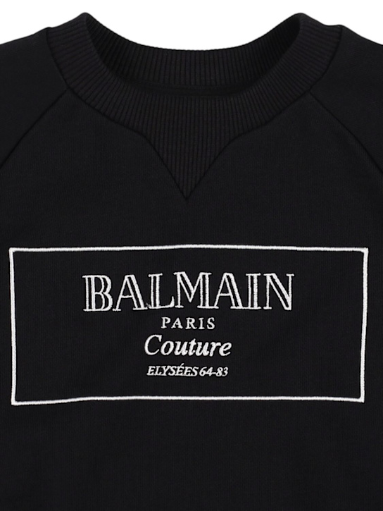Balmain: Cotton sweatshirt w/logo - Black - kids-boys_1 | Luisa Via Roma