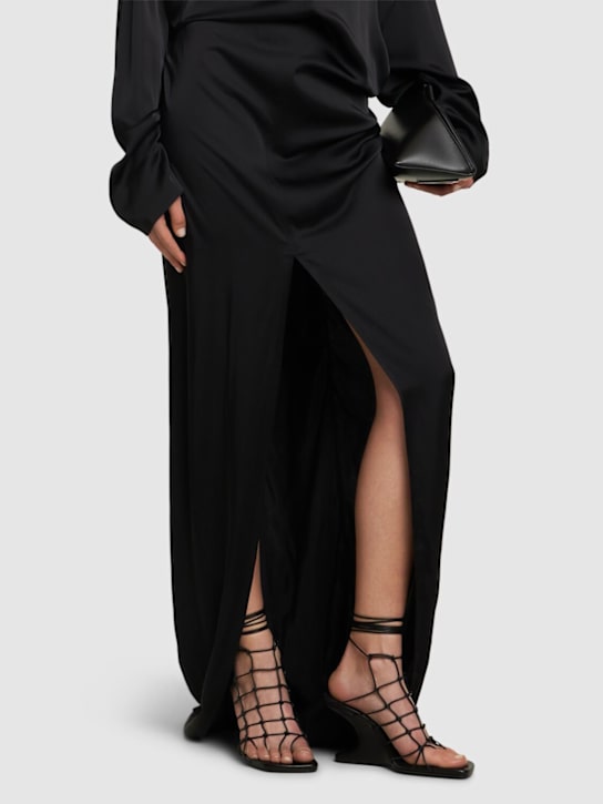 Rick Owens: 80mm Web Cantilever leather sandals - Black - women_1 | Luisa Via Roma