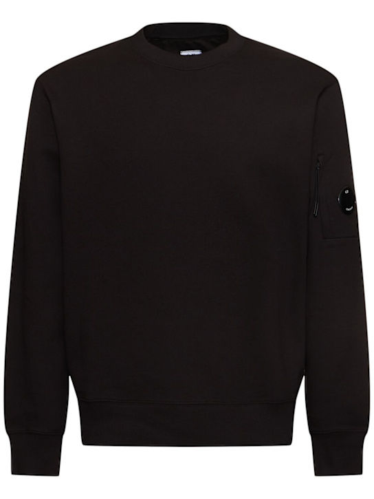 C.P. Company: Diagonal raised fleece lens sweatshirt - Black - men_0 | Luisa Via Roma