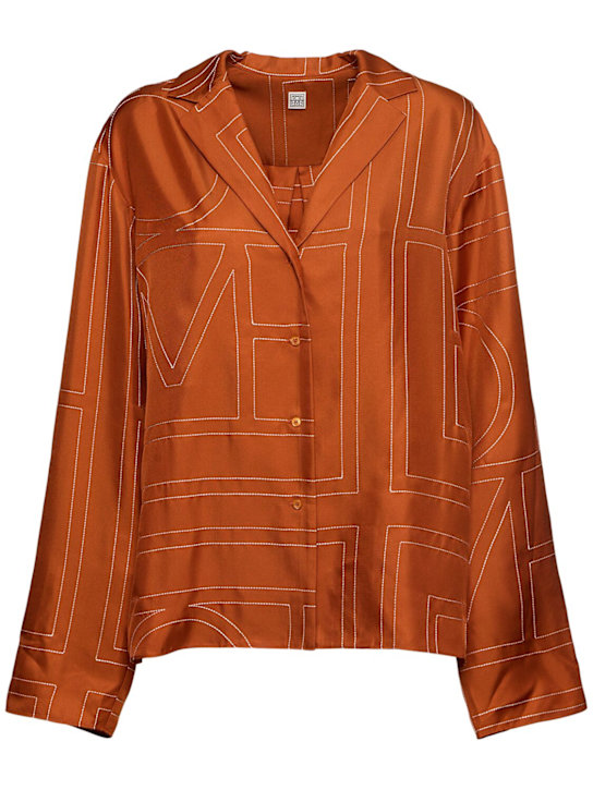 Toteme: Monogram silk pajama shirt - women_0 | Luisa Via Roma