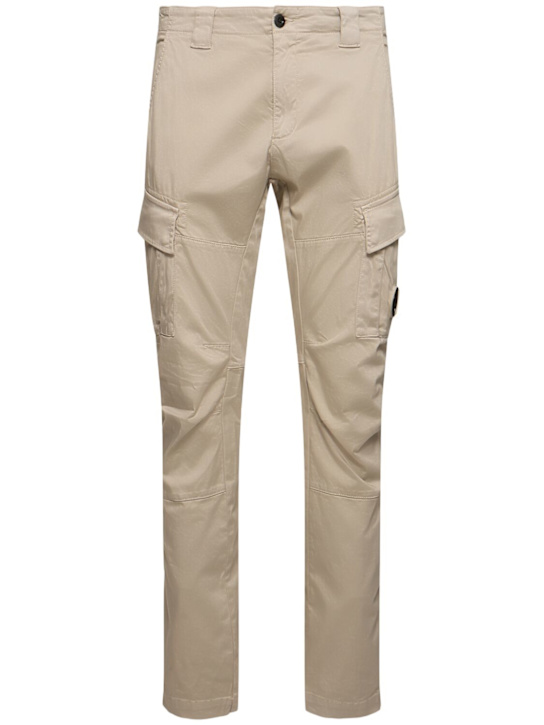 C.P. Company: Sateen stretch cargo lens pants - Vintage Khaki - men_0 | Luisa Via Roma