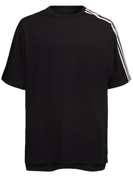 Y-3: 3-Stripe short sleeve cotton t-shirt - men_0 | Luisa Via Roma