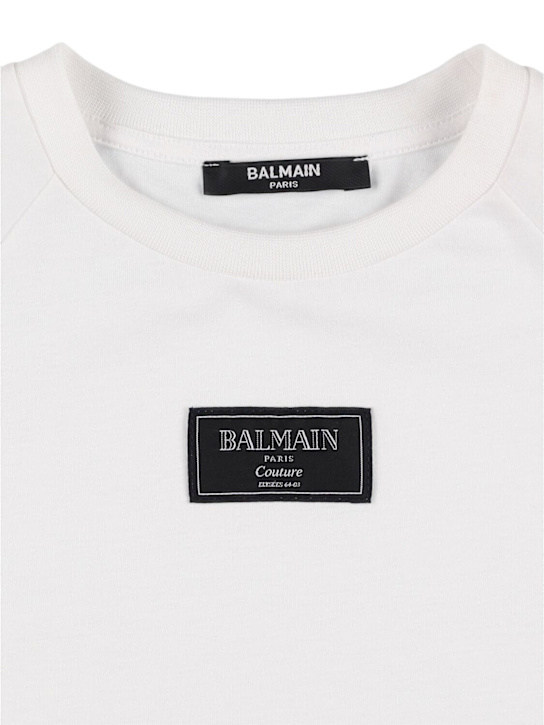Balmain: Cotton jersey t-shirt w/logo - White - kids-boys_1 | Luisa Via Roma