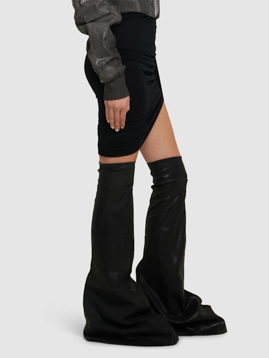 Rick Owens DRKSHDW: 20mm Fetish denim over-the-knee boots - women_1 | Luisa Via Roma