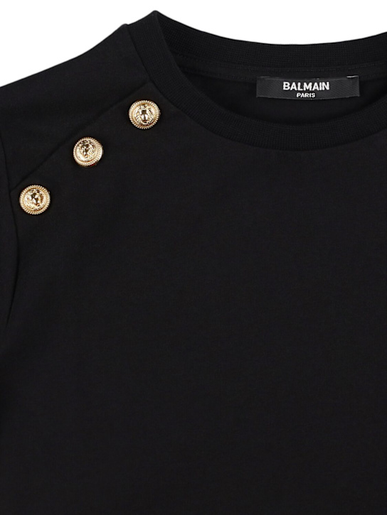 Balmain: Cotton jersey t-shirt w/logo - ブラック - kids-girls_1 | Luisa Via Roma