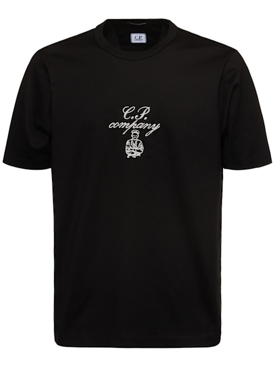 C.P. Company: Embroidery t-shirt - Black - men_0 | Luisa Via Roma