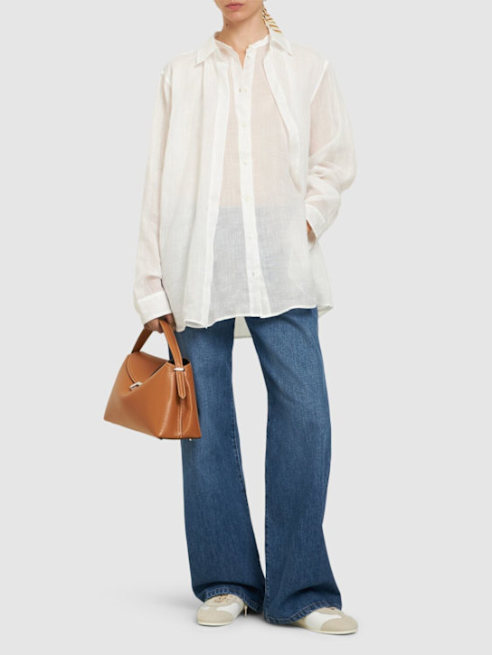 Toteme: Double collar ramie shirt - White - women_1 | Luisa Via Roma