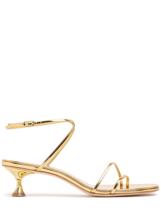 Studio Amelia: 50mm Helix metallic leather sandals - Gold - women_0 | Luisa Via Roma