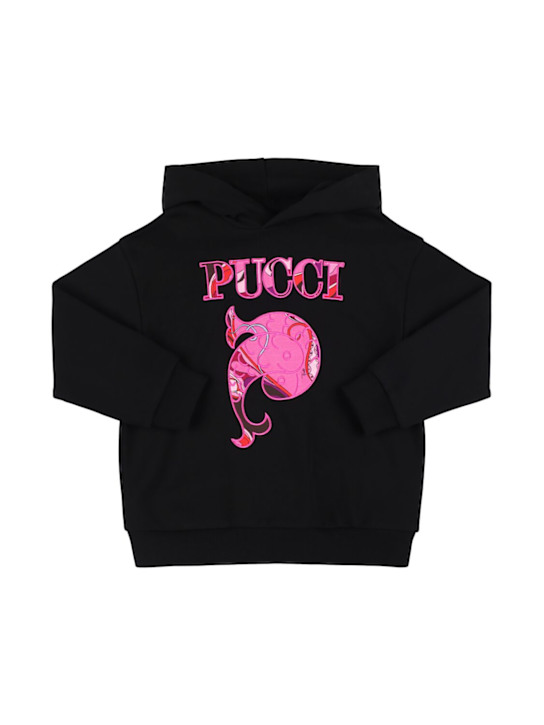 Pucci: Printed cotton sweatshirt - ブラック - kids-girls_0 | Luisa Via Roma