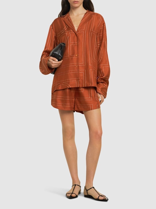 Toteme: Monogram silk pajama shirt - women_1 | Luisa Via Roma