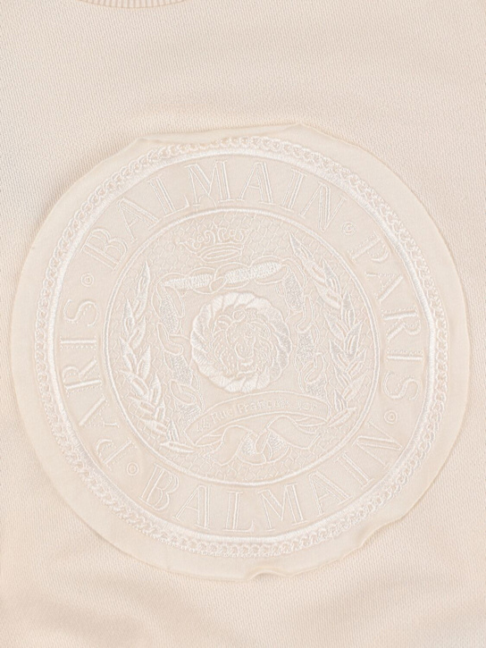 Balmain: Cotton sweatshirt w/logo - ベージュ - kids-boys_1 | Luisa Via Roma