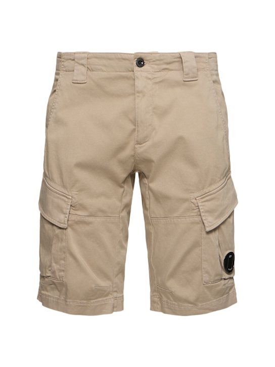 C.P. Company: Stretch cotton cargo shorts - Vintage Khaki - men_0 | Luisa Via Roma