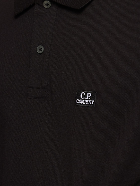 C.P. Company: Stretch piquet short sleeve polo - Black - men_2 | Luisa Via Roma