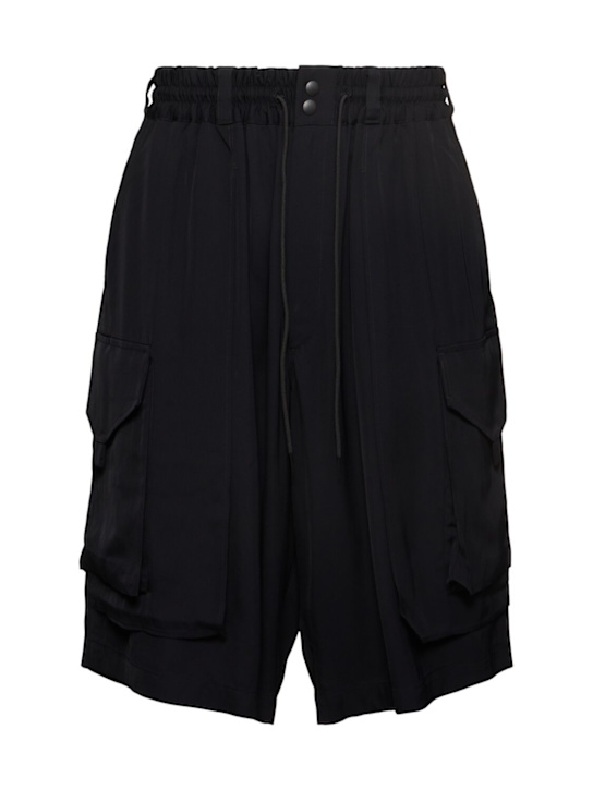 Y-3: Shorts in rytwill - Nero - men_0 | Luisa Via Roma