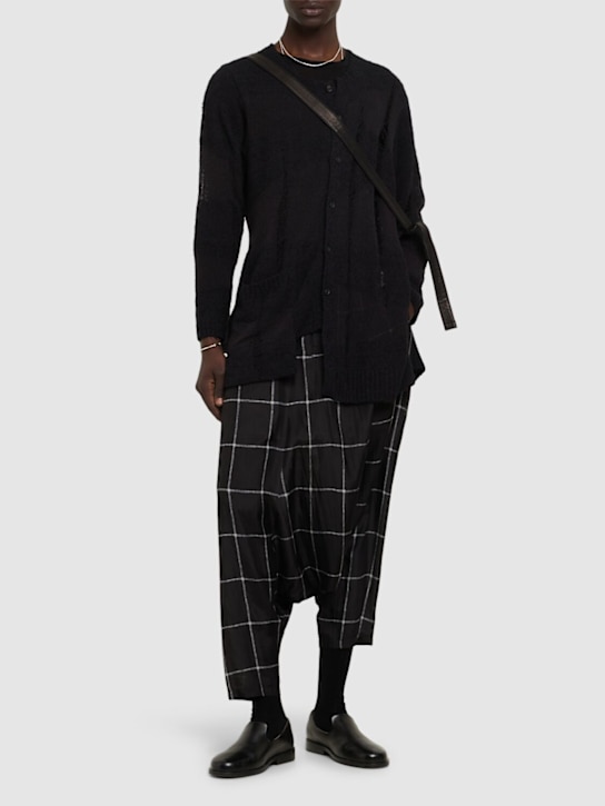 Yohji Yamamoto: Plaid silk pants - Black - men_1 | Luisa Via Roma