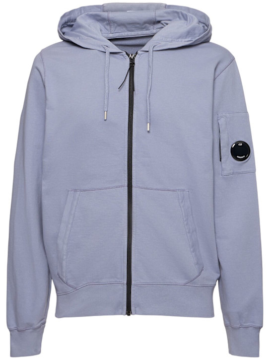 C.P. Company: Light fleece full zip hooded sweatshirt - Lavender Violet - men_0 | Luisa Via Roma