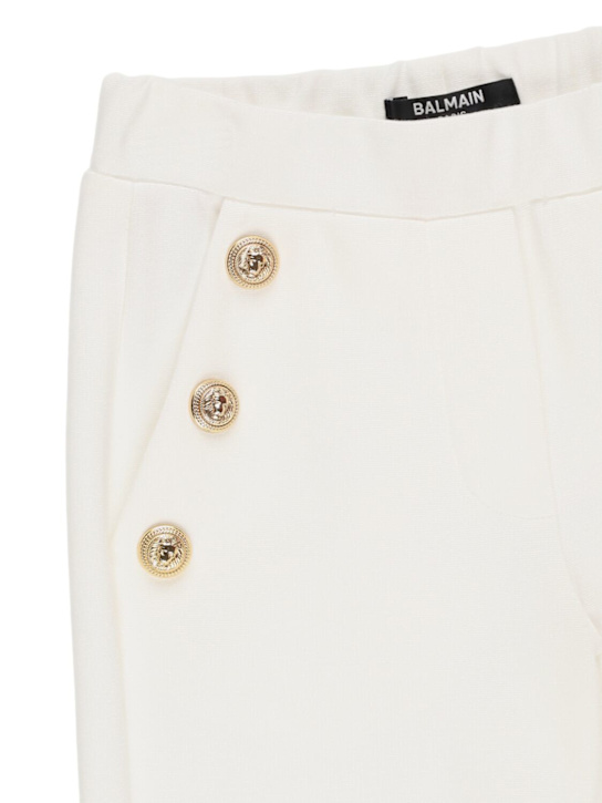 Balmain: Pantaloni in misto viscosa punto milano - Bianco - kids-girls_1 | Luisa Via Roma