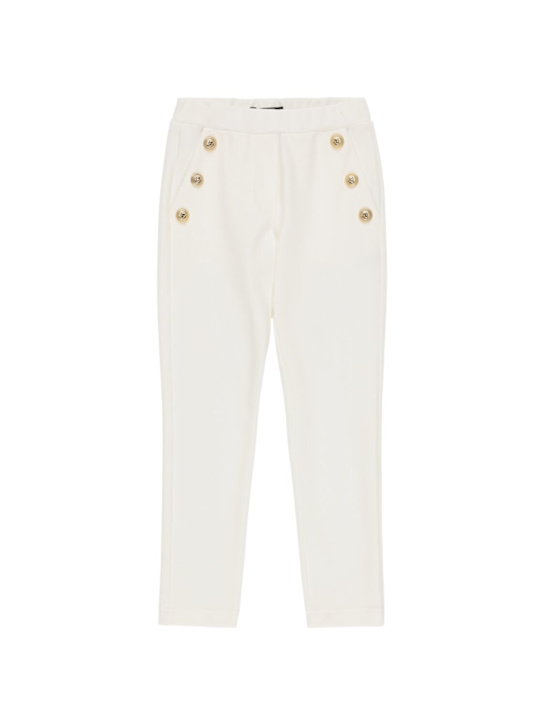 Balmain: Pantaloni in misto viscosa punto milano - Bianco - kids-girls_0 | Luisa Via Roma