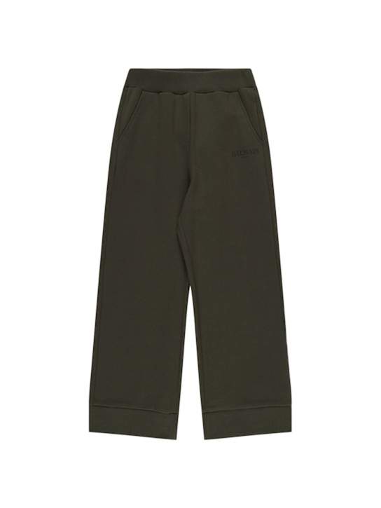 Balmain: Cotton sweatpants - ミリタリーグリーン - kids-girls_0 | Luisa Via Roma