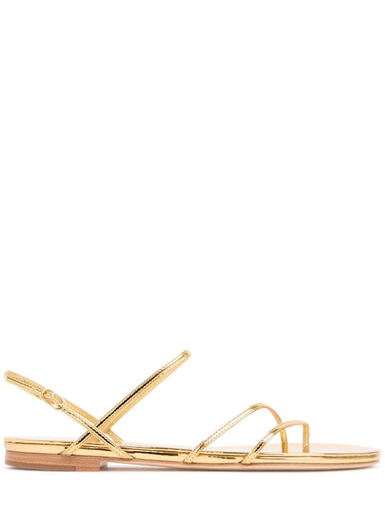Studio Amelia: 10mm Helix metallic leather flat sandals - Gold - women_0 | Luisa Via Roma