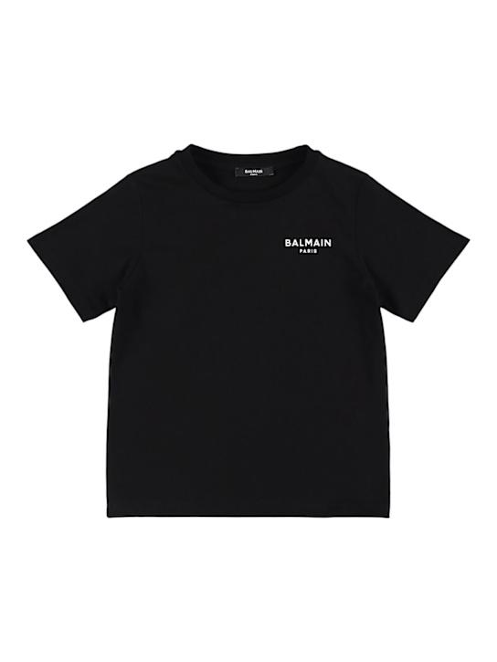 Balmain: T-Shirt aus Baumwolljersey mit Logo - kids-boys_0 | Luisa Via Roma
