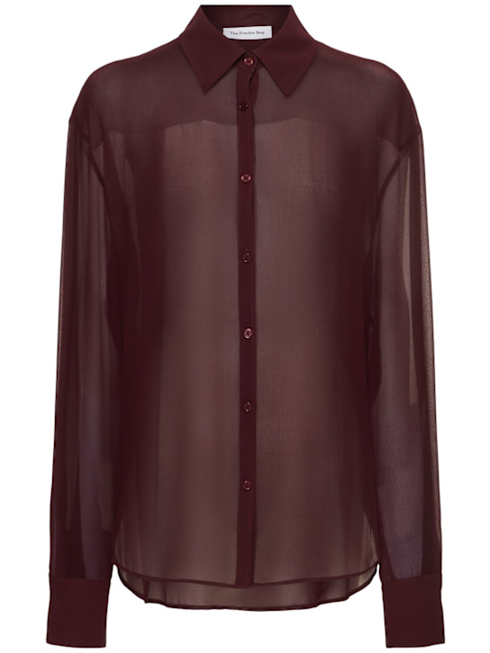 The Frankie Shop: Peri long sleeve georgette shirt - women_0 | Luisa Via Roma