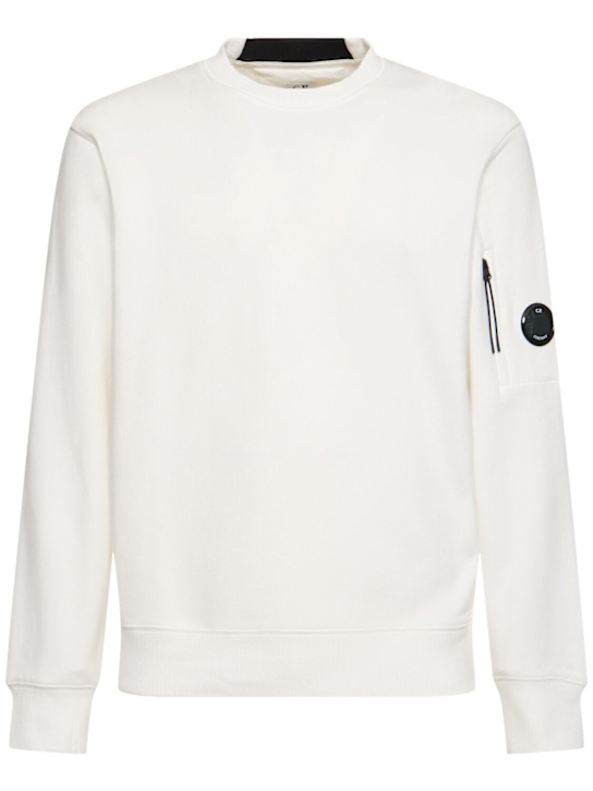 C.P. Company: Diagonal raised fleece lens sweatshirt - Gauze White - men_0 | Luisa Via Roma