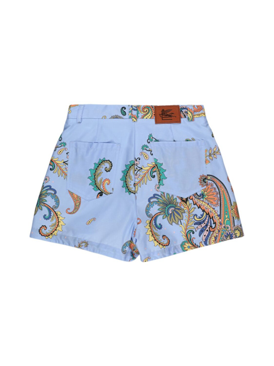 Etro: Printed cotton poplin shorts - Blue/Multi - kids-girls_1 | Luisa Via Roma