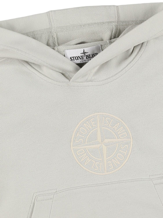 Stone Island Junior: Cotton sweatshirt hoodie - オフホワイト - kids-boys_1 | Luisa Via Roma