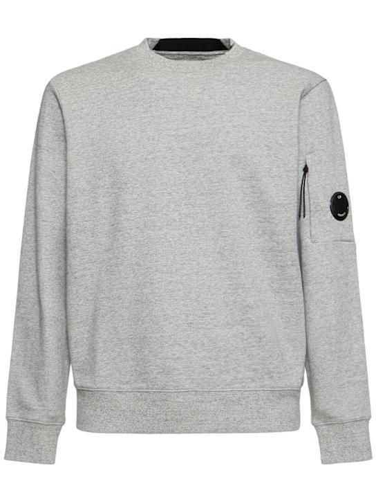 C.P. Company: Diagonal raised fleece lens sweatshirt - Heather Grey - men_0 | Luisa Via Roma
