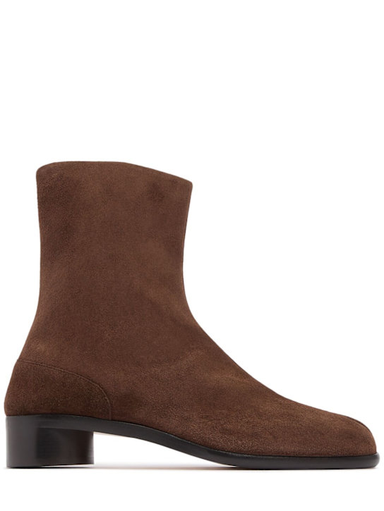 Maison Margiela: 30mm tabi suede ankle boots - men_0 | Luisa Via Roma