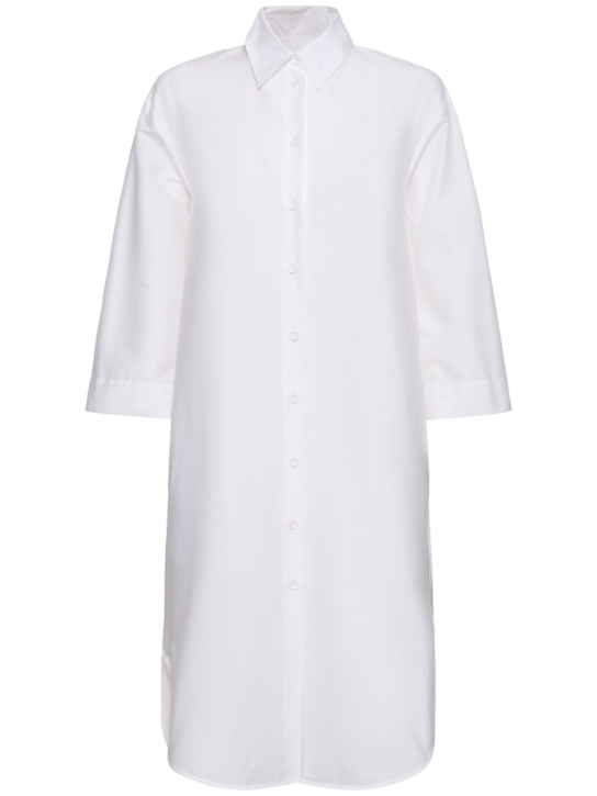 Max Mara: Sella cotton blend poplin midi dress - women_0 | Luisa Via Roma