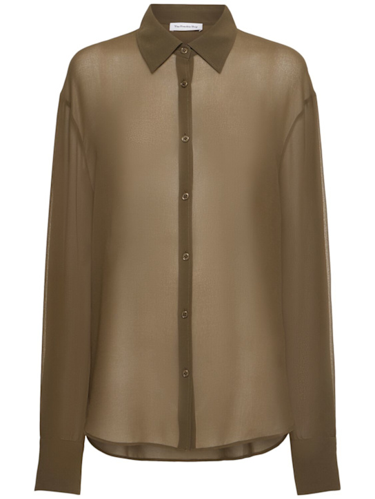 The Frankie Shop: Peri long sleeve georgette shirt - women_0 | Luisa Via Roma