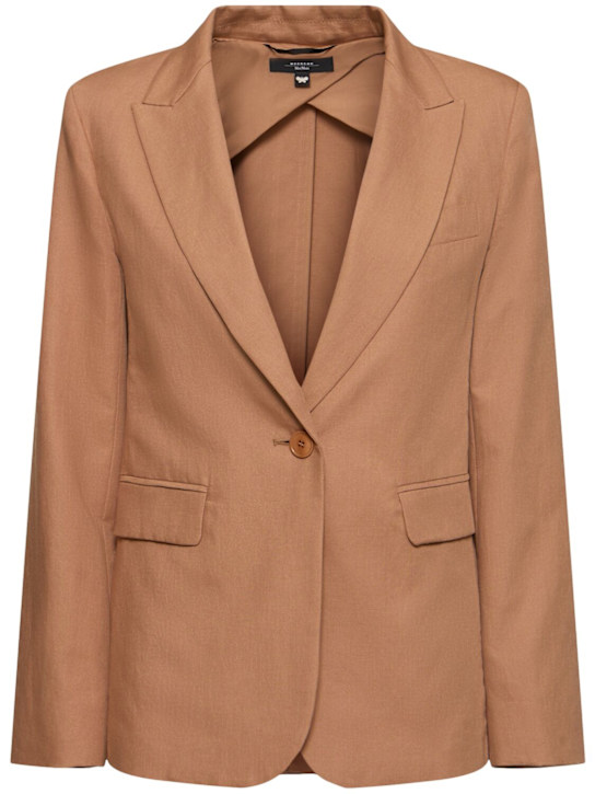 Weekend Max Mara: Quito cotton & linen canvas wide jacket - Brown - women_0 | Luisa Via Roma