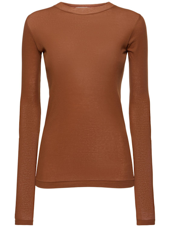 Auralee: Sheer cotton rib long-sleeve t-shirt - women_0 | Luisa Via Roma