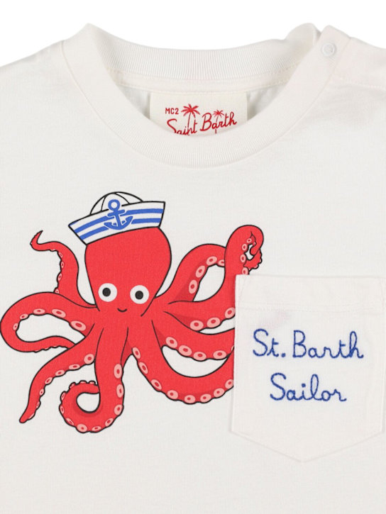 Mc2 Saint Barth: Camiseta de algodón estampada - Blanco - kids-boys_1 | Luisa Via Roma