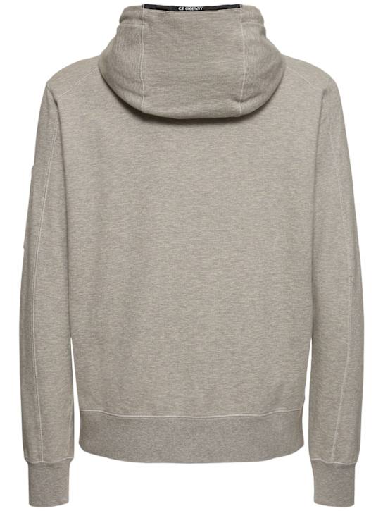 C.P. Company: Light fleece full zip hooded sweatshirt - Greystone Melan - men_3 | Luisa Via Roma