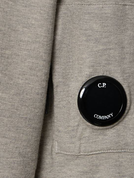 C.P. Company: Light fleece full zip hooded sweatshirt - Greystone Melan - men_4 | Luisa Via Roma