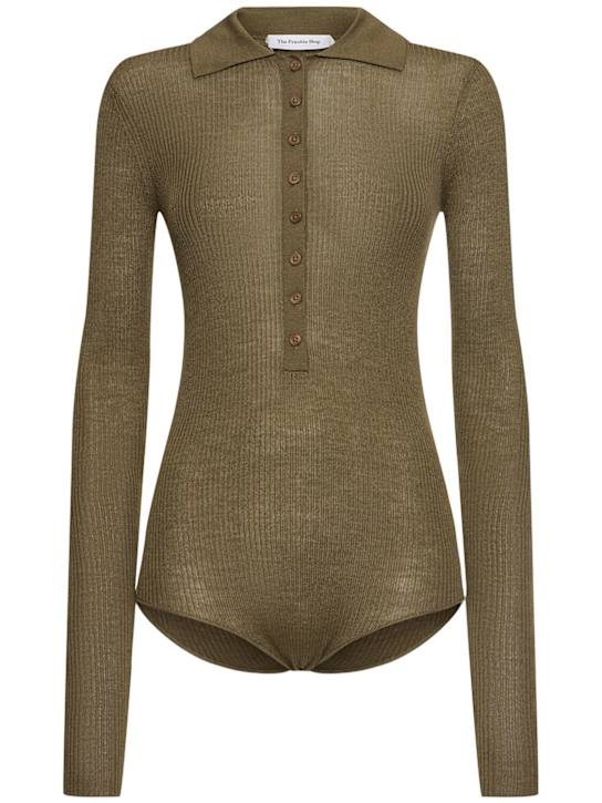 The Frankie Shop: Solana wool blend polo bodysuit - women_0 | Luisa Via Roma