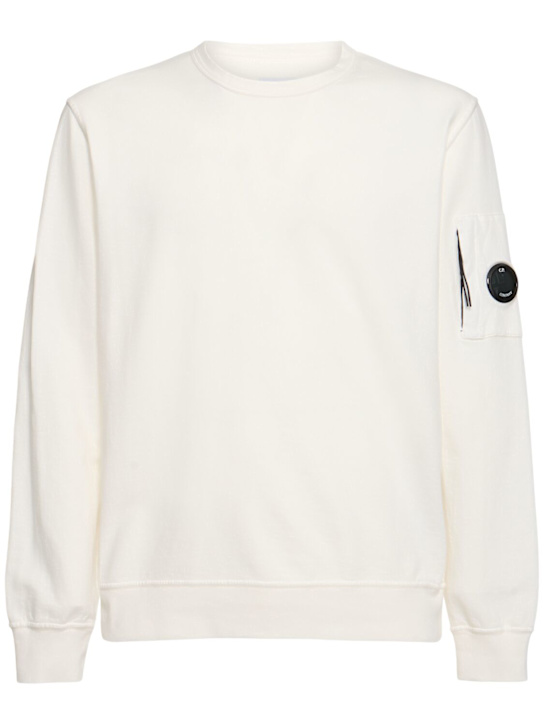 C.P. Company: Light fleece crewneck sweatshirt - Gauze White - men_0 | Luisa Via Roma