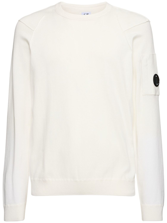 C.P. Company: Sea Island crewneck lens sweater - Gauze White - men_0 | Luisa Via Roma