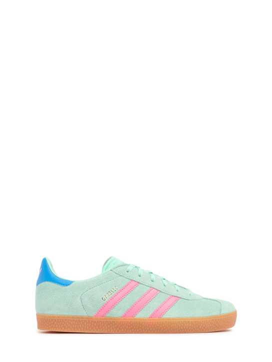 adidas Originals: Sneakers à lacets en daim Gazelle - Vert Menthe - kids-girls_0 | Luisa Via Roma