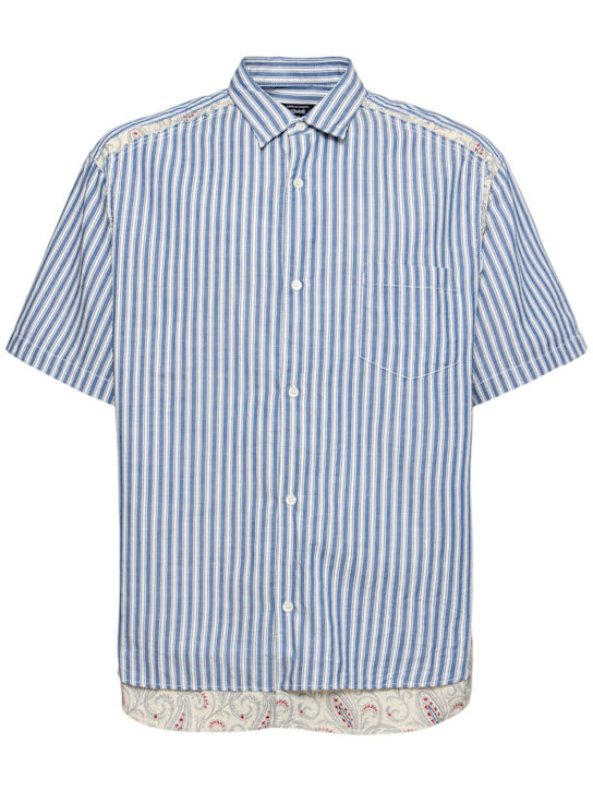 Comme des Garçons Homme: Cotton striped layered shirt - men_0 | Luisa Via Roma