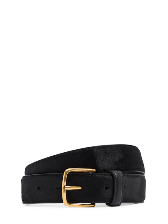 The Row: Classic ponyhair belt - Black - women_0 | Luisa Via Roma