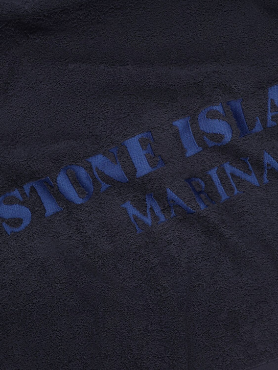 Stone Island: Logo cotton beach towel - Navy - men_1 | Luisa Via Roma