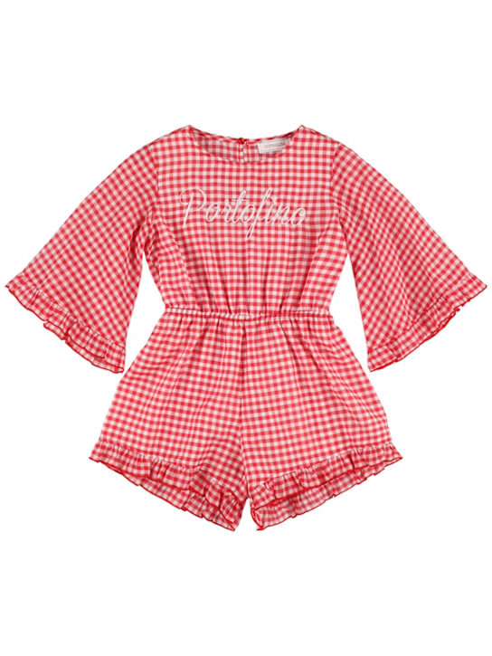 Monnalisa: Tuta in mussola stampata - Bianco/Rosso - kids-girls_0 | Luisa Via Roma