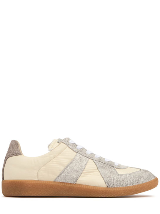 Maison Margiela: Replica low top sneakers - Beige/Brown - men_0 | Luisa Via Roma