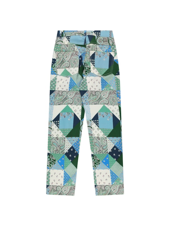 Etro: 拼接混棉裤子 - 蓝色/多色 - kids-boys_1 | Luisa Via Roma